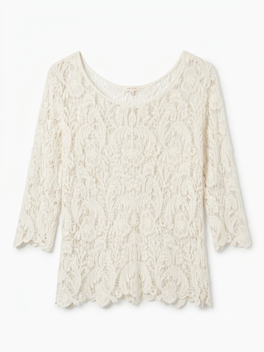 ADIVA Crochet Boho White Top XL Whimsy Festival Hippie Layering